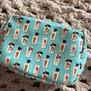 ipsy Blue Cosmetic Bag with Swimmer Print